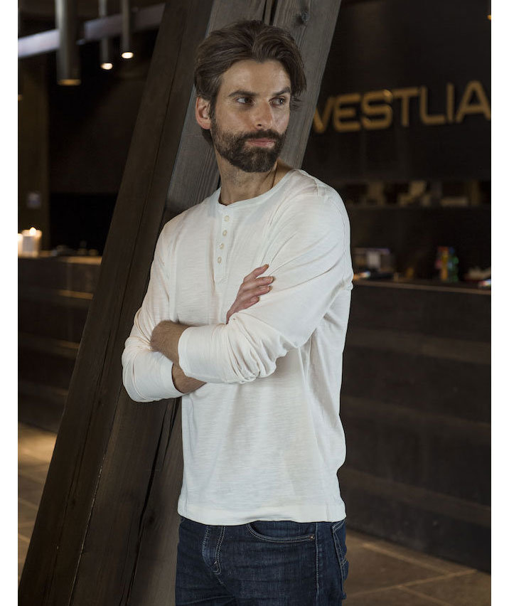 Clique Orlando long-sleeved Grandad T-shirt, Stone white, large image number 4