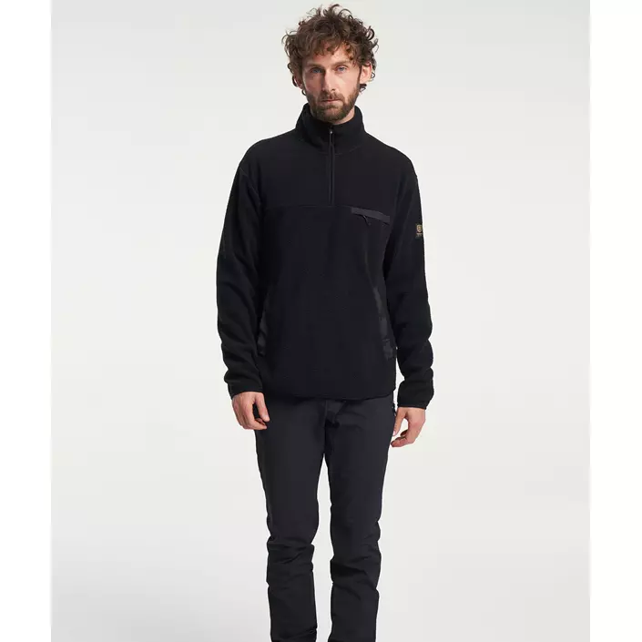 Tenson Yoke Halfzip pälsfibertröja, Black, large image number 1