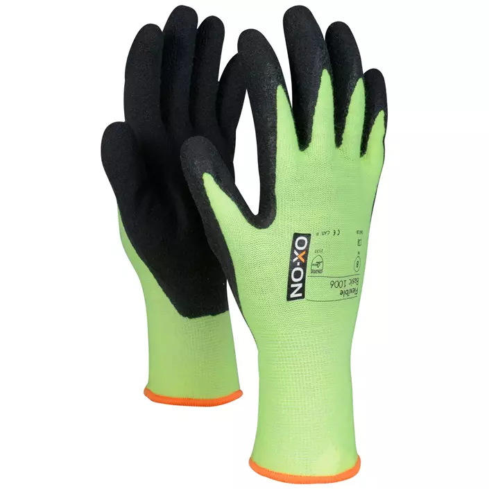 OX-ON Flexible Basic 1006 work gloves, Hi-vis Yellow/Black, large image number 0