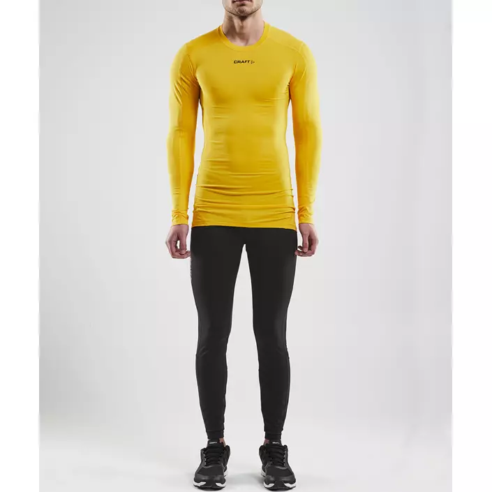 Craft Pro Control Compression langærmet T-shirt, Sweden yellow, large image number 3