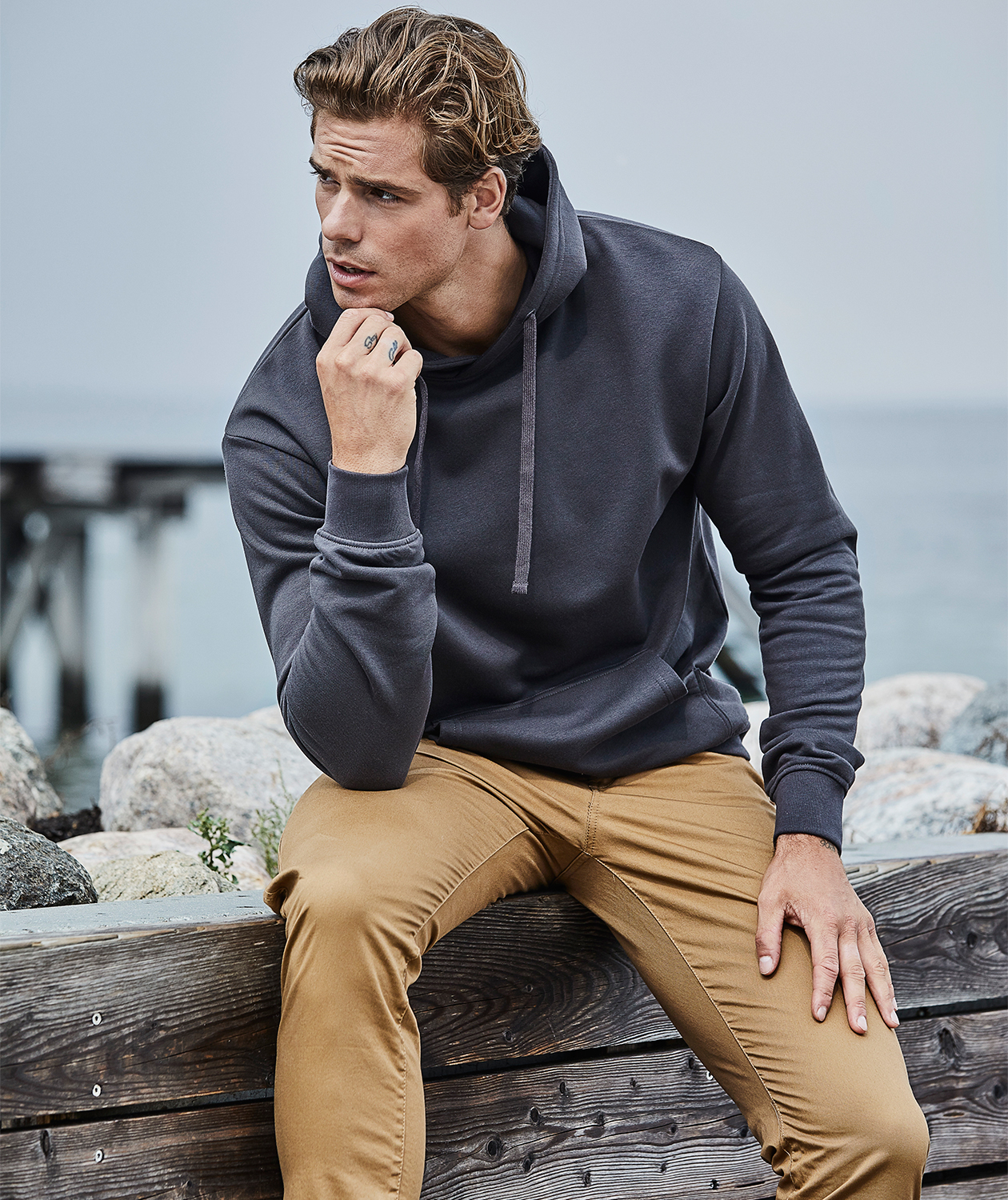 Tee Jays Power hoodie, M&ouml;rkgr&aring;