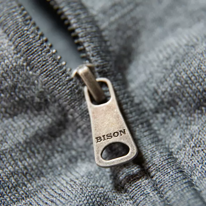 Bison stickad cardigan med merinoull, Grey Mel, large image number 2