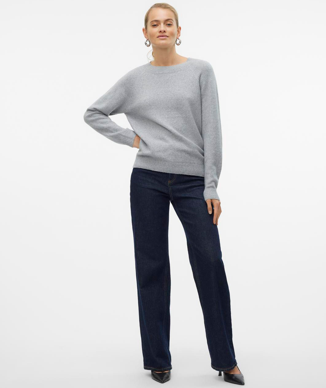 Vero Moda VMDOFFY women's knitted pullover, Light Grey Melange, large image number 6