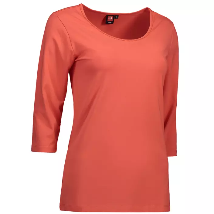 ID Identity Stretch T-shirt dam med 3/4-ärmar, Korall, large image number 1