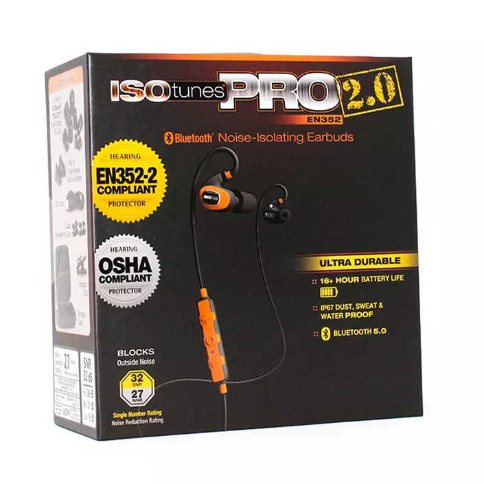 ISOtunes Pro 2.0 høreværn med Bluetooth og støjreducering, Koksgrå/Orange, Koksgrå/Orange, large image number 2