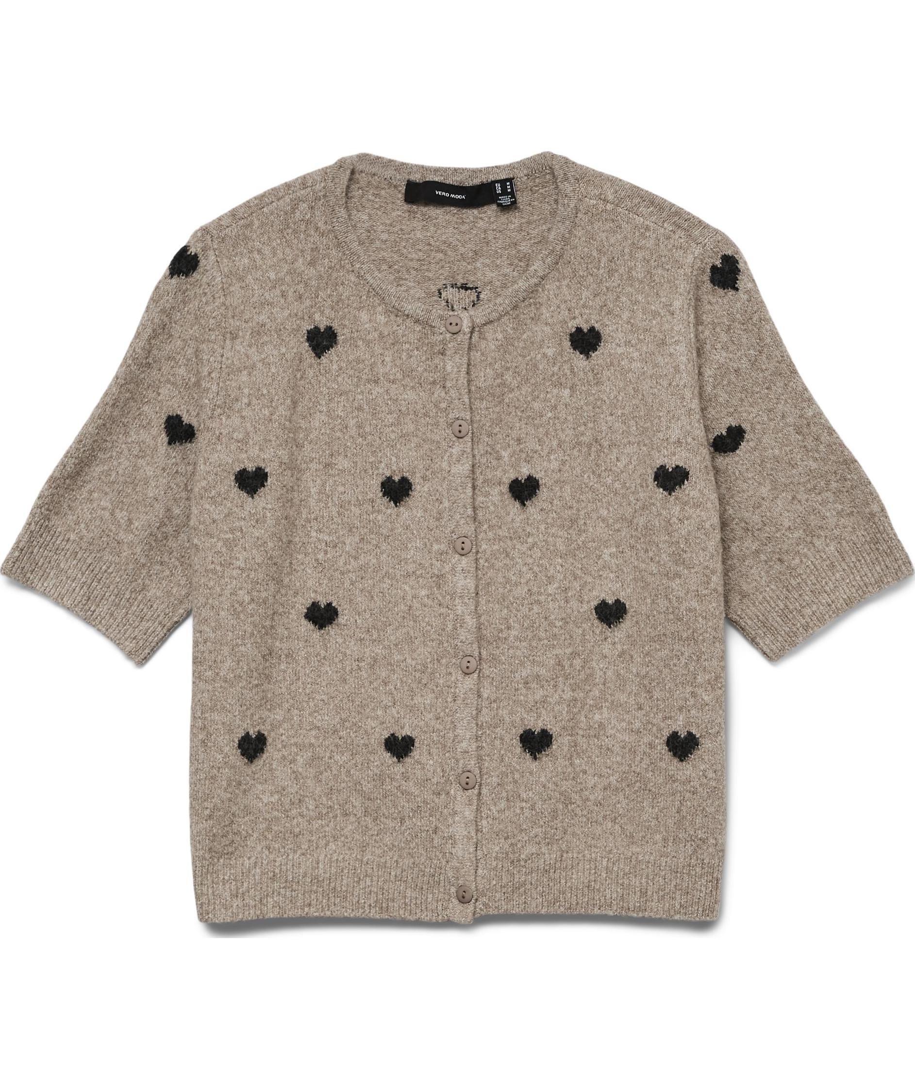 Vero Moda VMDOFFY INTARSIA kurz&auml;rmlige Damen Strickpullover, Moon Rock Melange