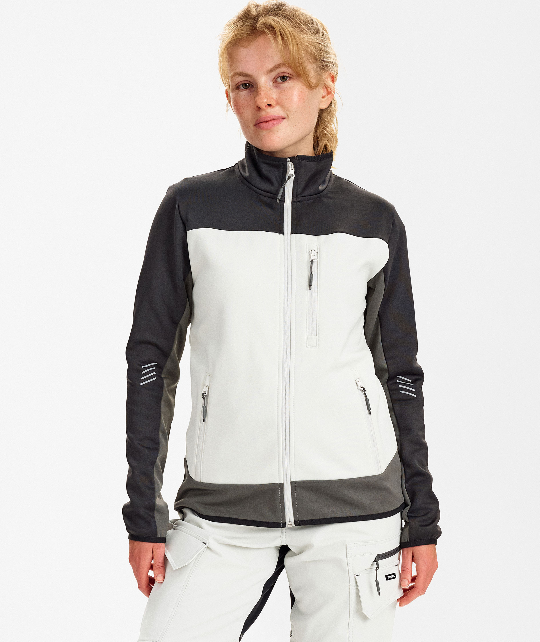 Engel Entire dame midlayer cardigan, Bone White/Anthracite Grey