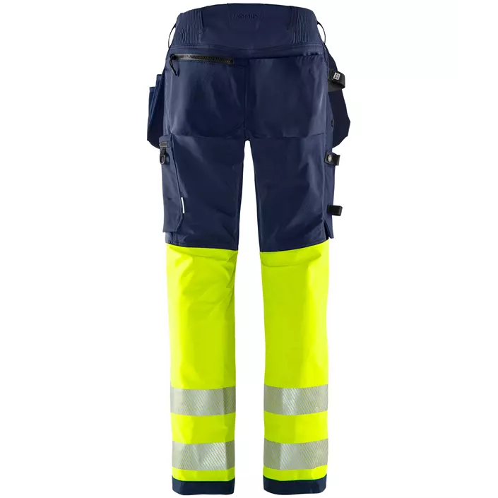 Fristads Green craftsman trousers full stretch 2643 GSTP, Hi-vis yellow/Marine blue, large image number 1