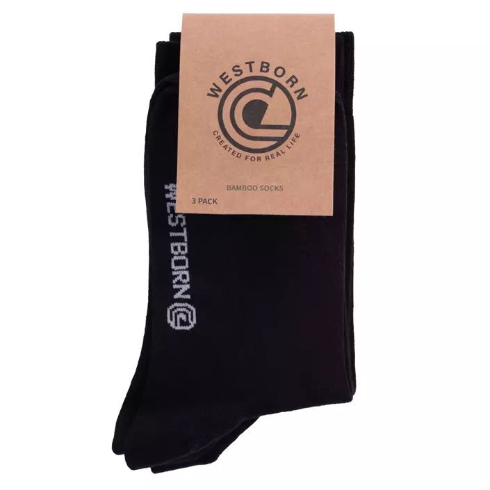 Westborn 3-pack bamboo socks, Black, large image number 1