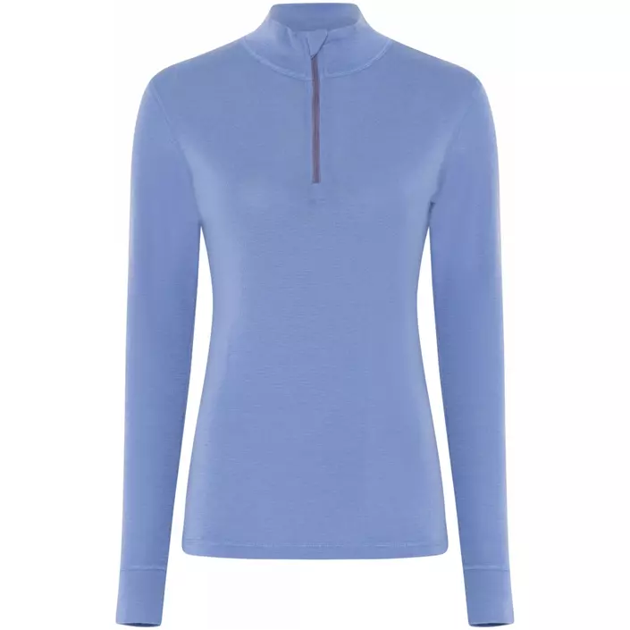 Dovre half-zip baselayertröja mit merinoull dam, Blue, large image number 0