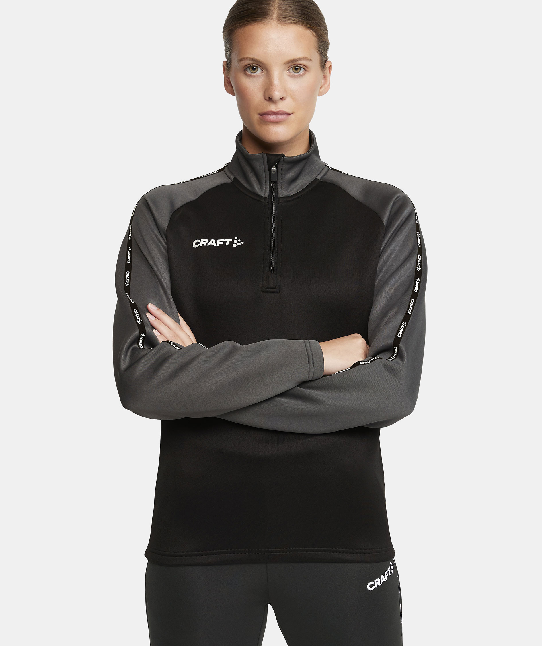 Craft Squad 2.0 women's halfzip training pullover, Black/Granite, large image number 4