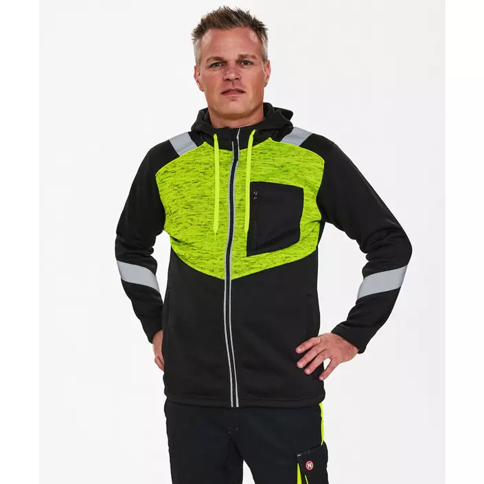 Engel Cargo cardigan, Sort/Gul, large image number 1