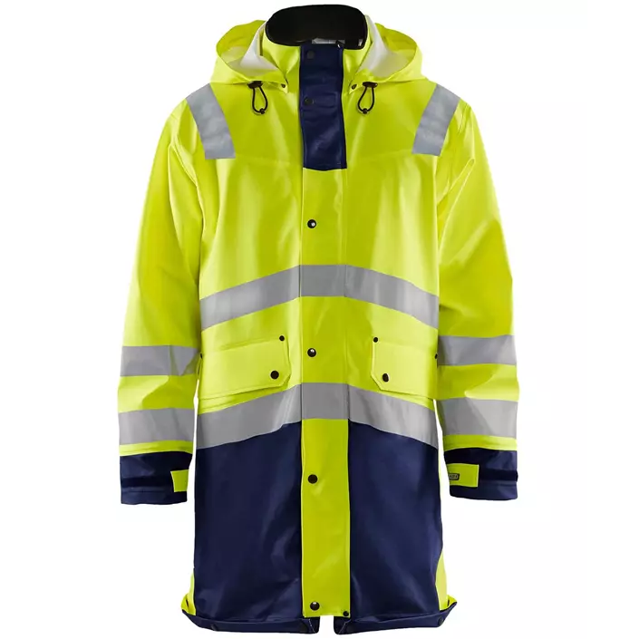 Blåkläder lang regnfrakk, Hi-vis gul/marineblå, large image number 0