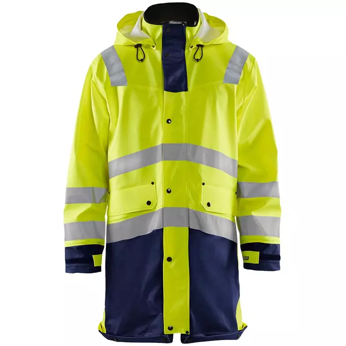 Blåkläder lång regnrock, Varsel gul/marinblå, large image number 0