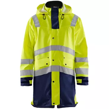 Blåkläder lång regnrock, Varsel gul/marinblå