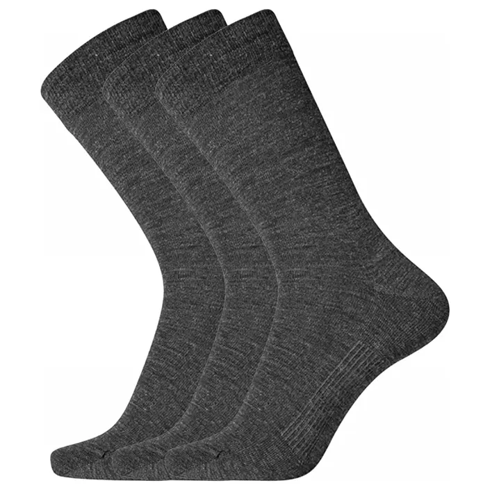 Dovre 3-pack wool socks, Dark Grey Melange, large image number 0