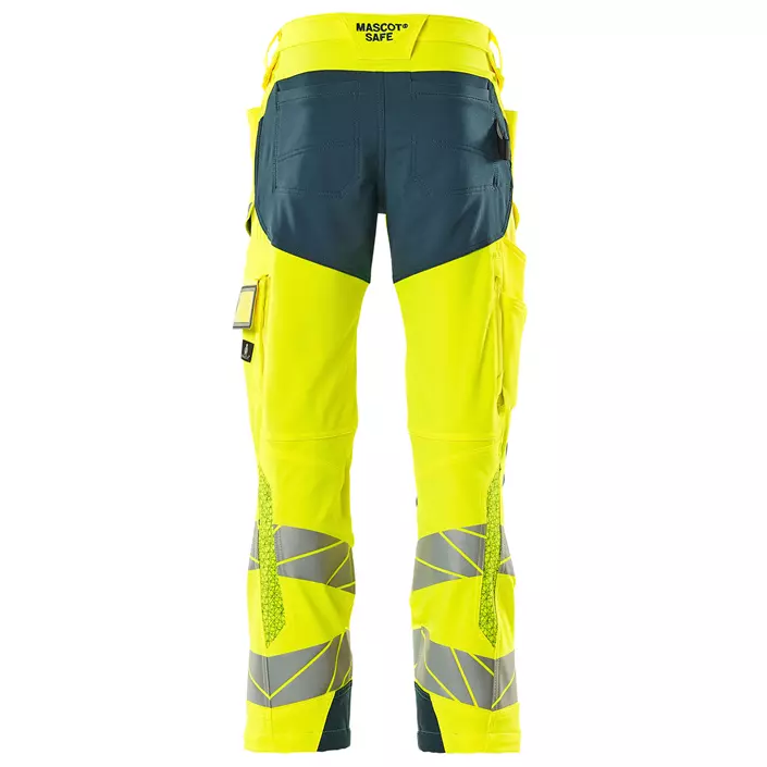 Mascot Accelerate Safe arbejdsbukser full stretch, Hi-Vis Gul/Mørk Petroleum, large image number 1