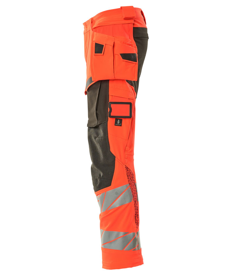 Mascot Accelerate Safe h&aring;ndverksbukse Full stretch, Hi-vis r&oslash;d/M&oslash;rk antrasitt, large image number 3