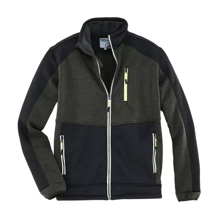 Terrax stickad fleecejacka, Dark Green/Black, large image number 0