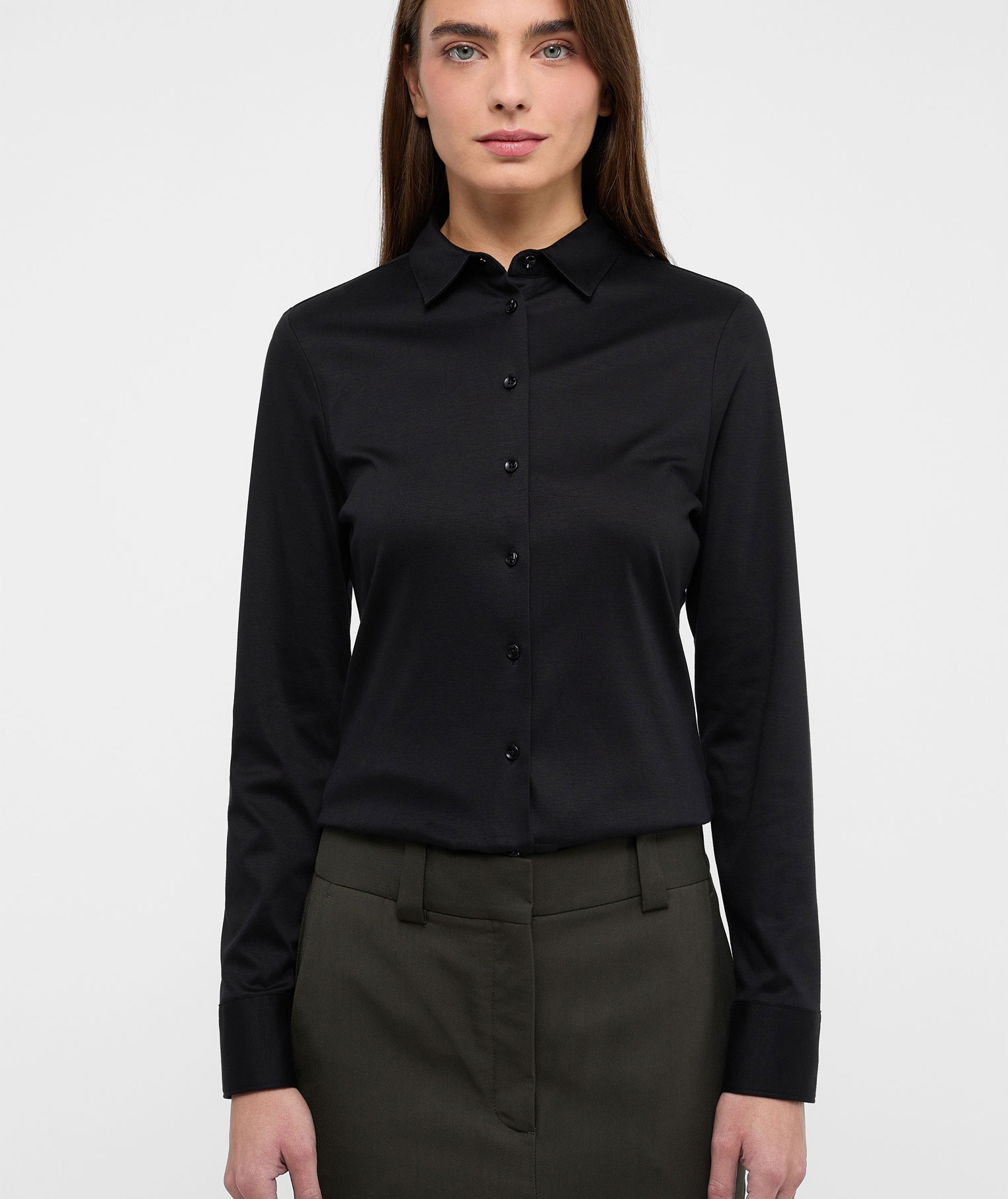 Eterna Jersey slim fit women's shirt, Black