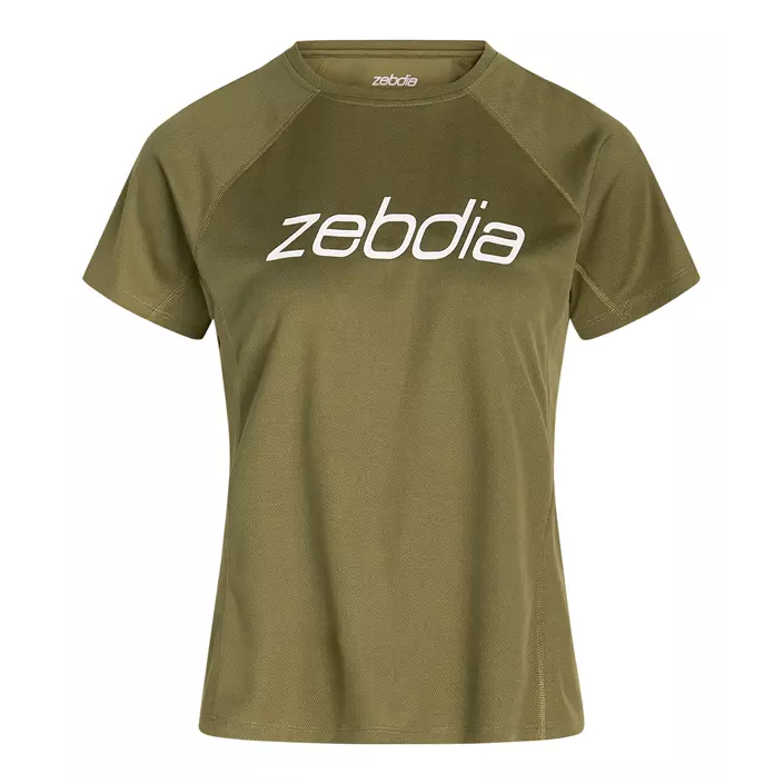 Zebdia dame logo sports T-shirt, Armygrønn, large image number 0