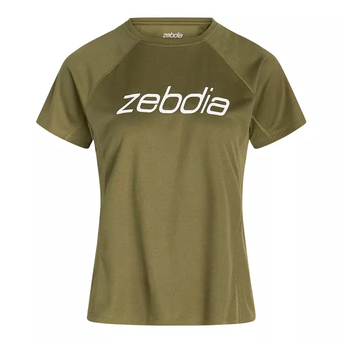 Zebdia dame logo sports T-shirt, Armygrøn, large image number 0