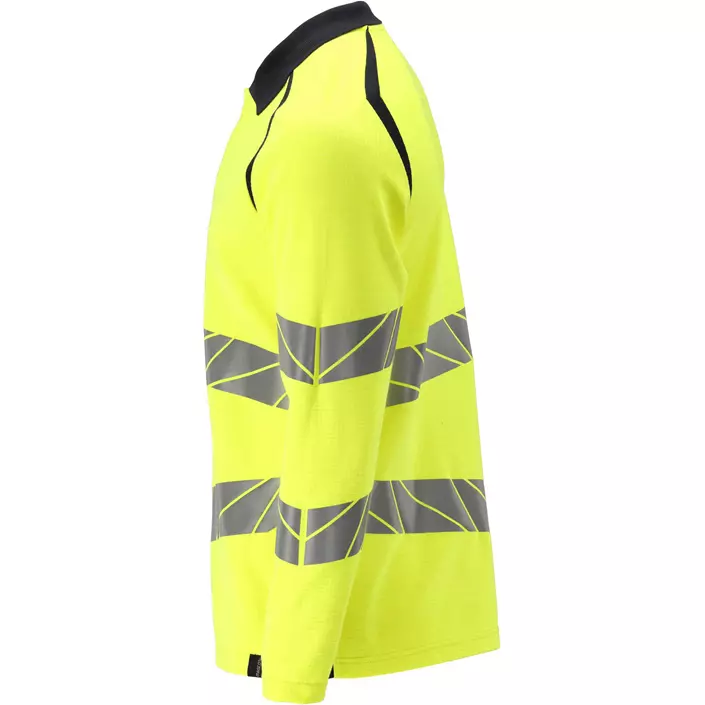 Mascot Accelerate Multisafe langærmet polo T-shirt, Hi-Vis Gul/Mørk Marine, large image number 3