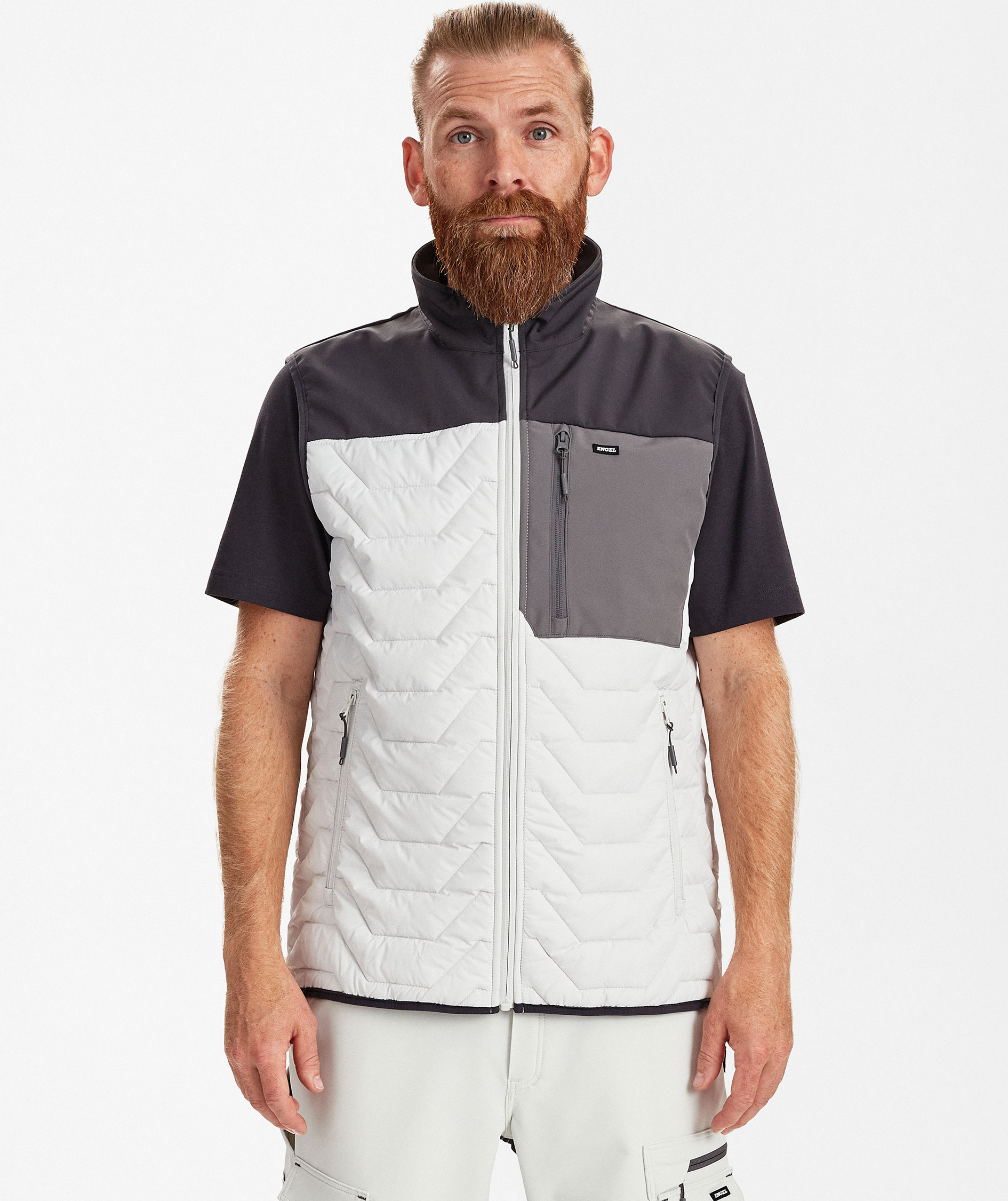 Engel Entire quilted vest, Bone White/Anthracite Grey