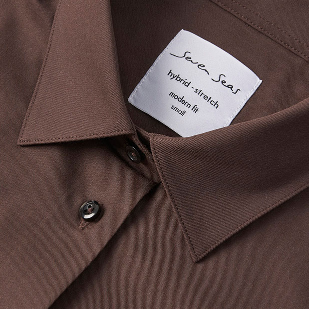 Seven Seas hybrid Modern fit skjorta dam, Mocca, large image number 3