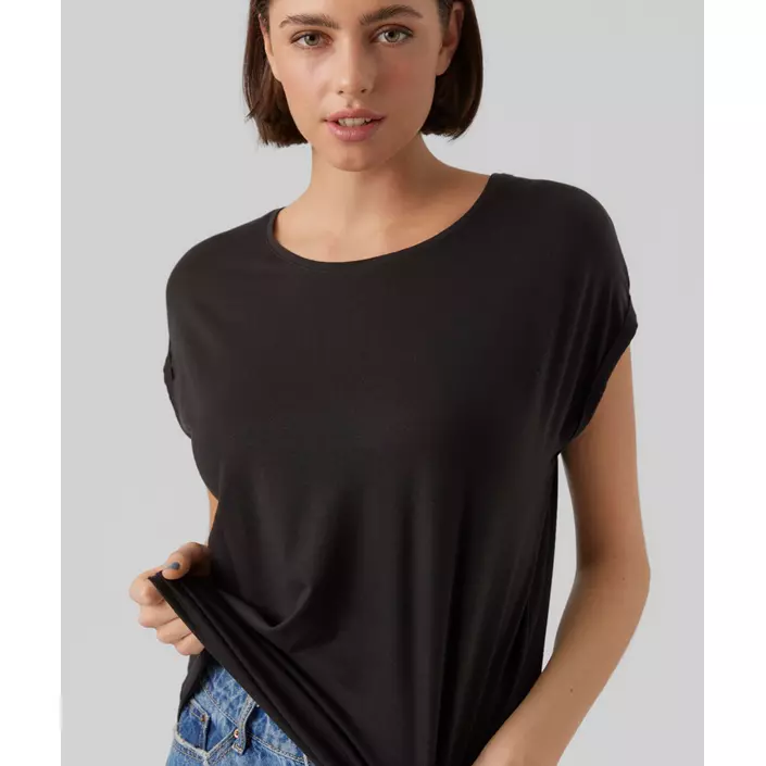 Vero Moda VMAVA PLAIN dame T-shirt, Black, large image number 3
