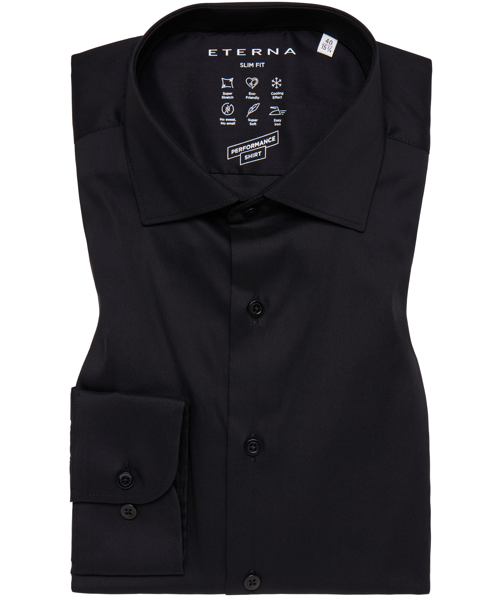 Eterna Performance Slim Fit shirt, Black, Black, large image number 3