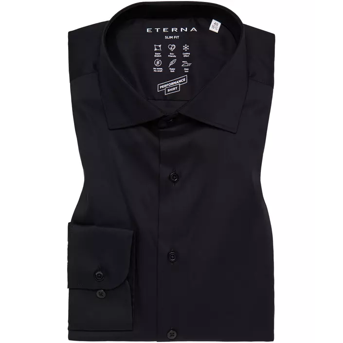 Eterna Performance Slim Fit skjorte, Black, large image number 3