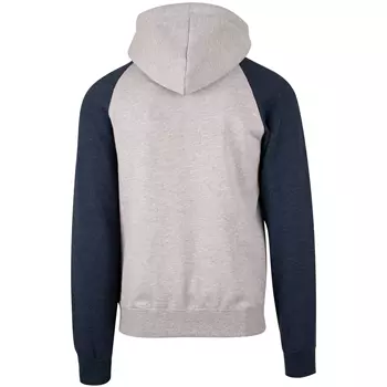 YOU Bronx Raglan hoodie with full zipper, Grey mottled/marine mottled