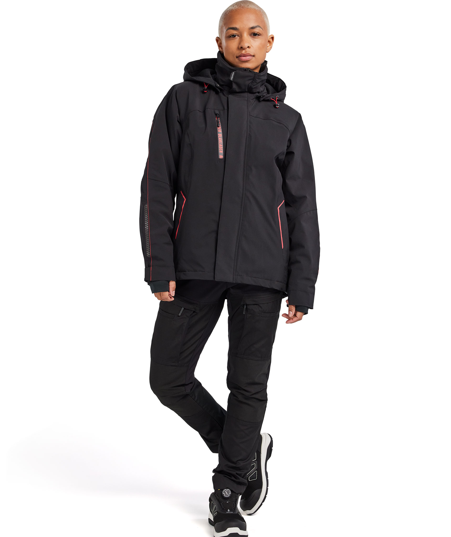 Bl&aring;kl&auml;der jacka full stretch dam, Svart/R&ouml;d