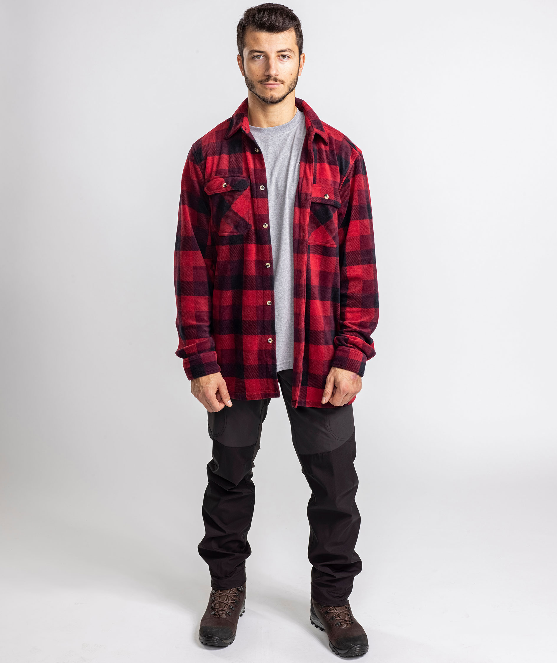 Pinewood Canada fleeceskjorte, R&oslash;d/Sort, large image number 4