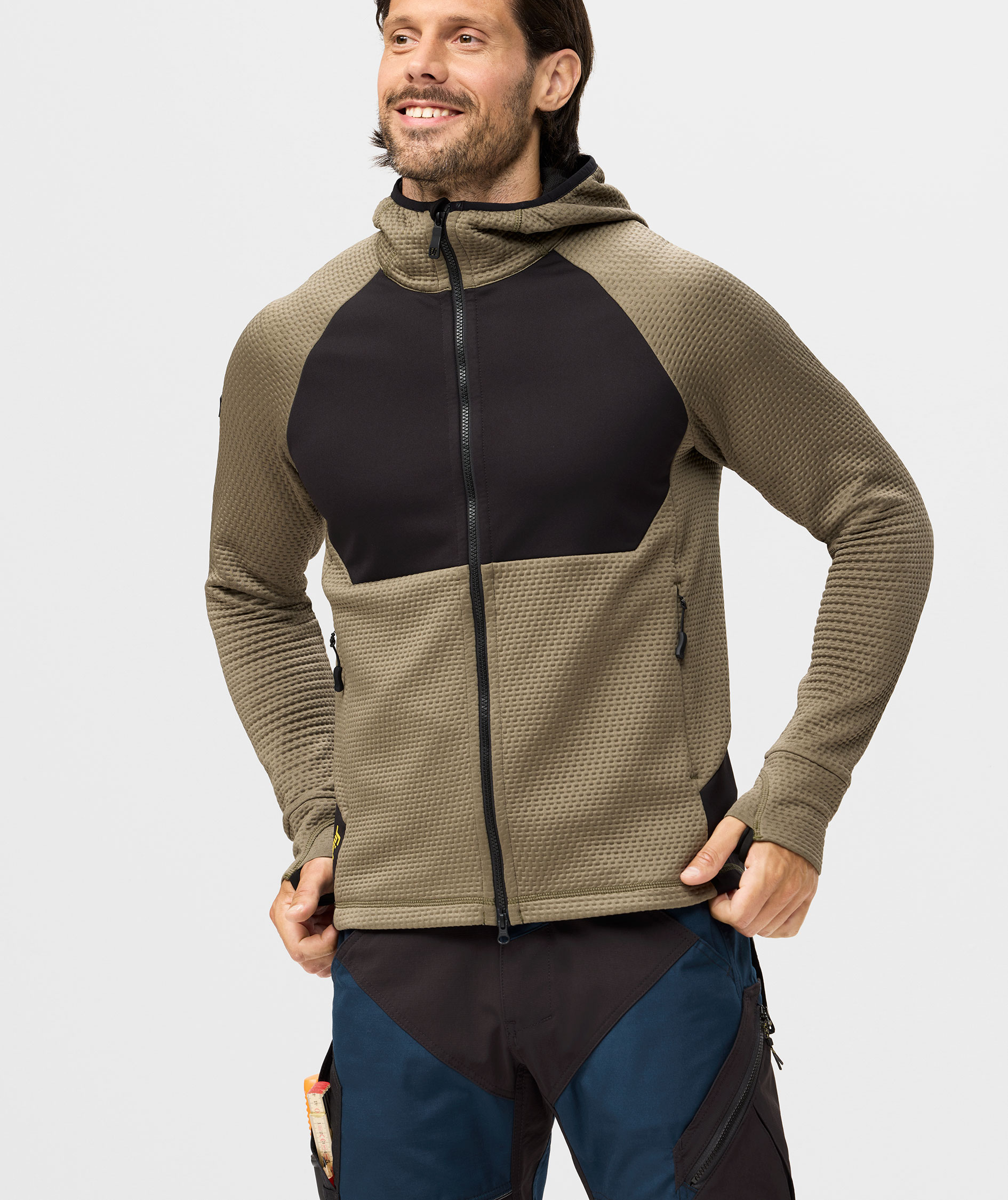 Snickers FlexiWork Hoodie mit Rei&szlig;verschluss 8405, Khaki Green/Black