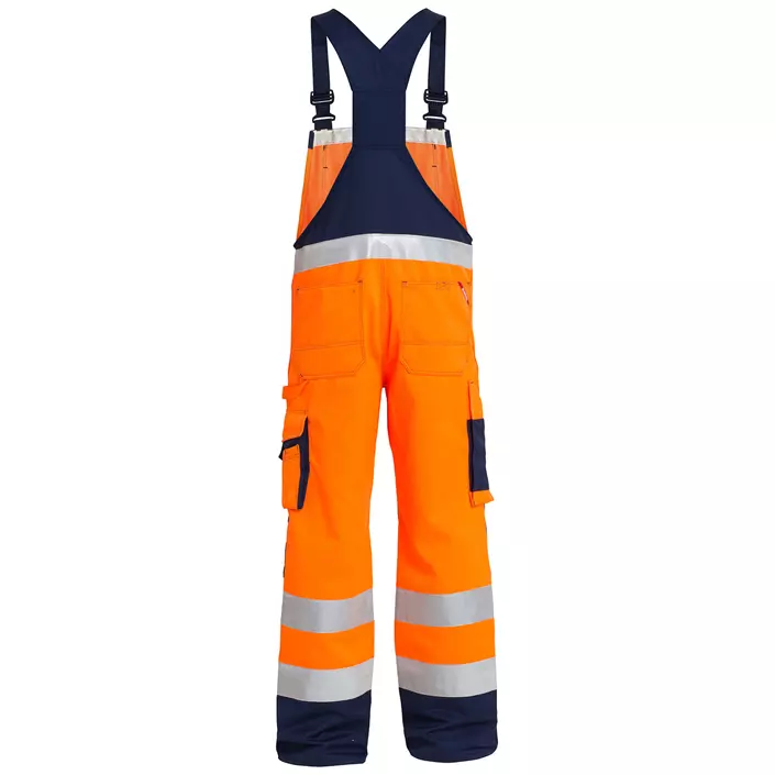Engel work bib and brace trousers, Hi-vis Orange/Marine, large image number 1