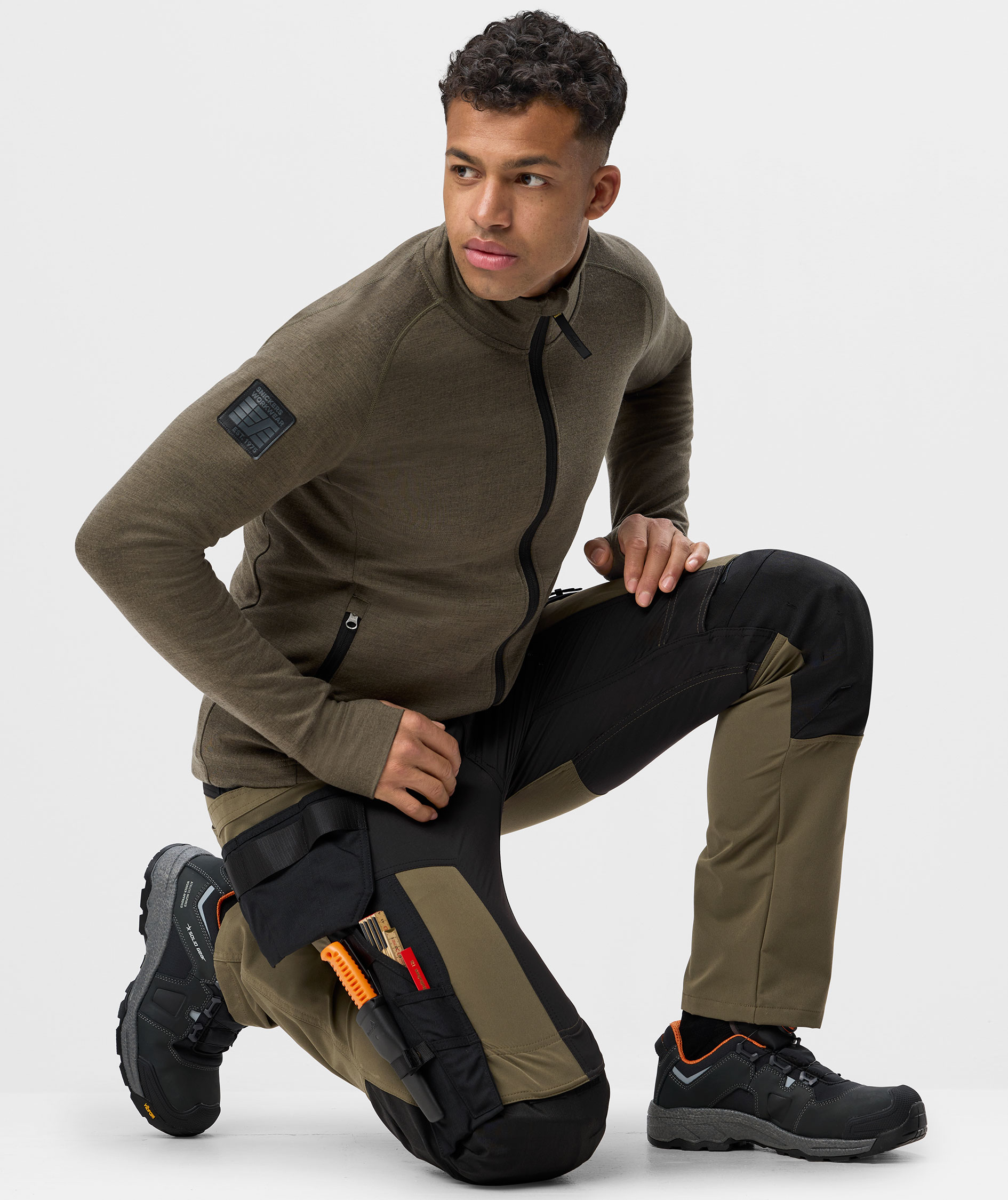 Snickers AllroundWork hantverksbyxa 6218 full stretch, Khaki Green/Black