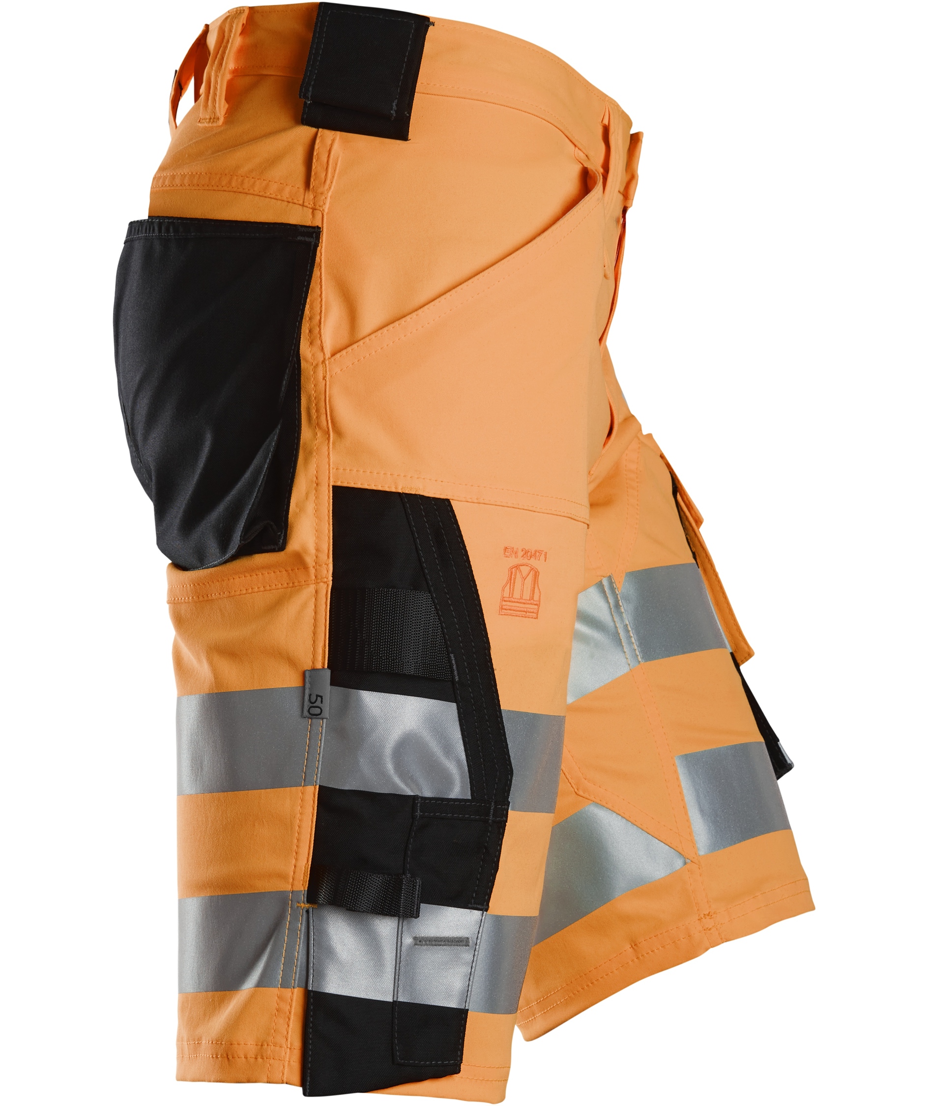 Snickers arbejdsshorts 6136, Hi-Vis Orange/Sort, large image number 2