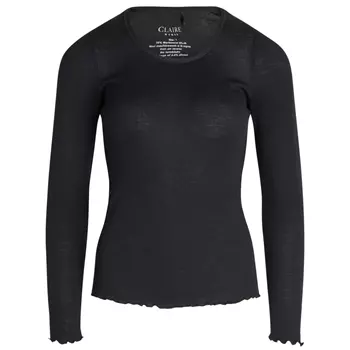 Claire Woman women's long-sleeved T-shirt with merino wool, Black