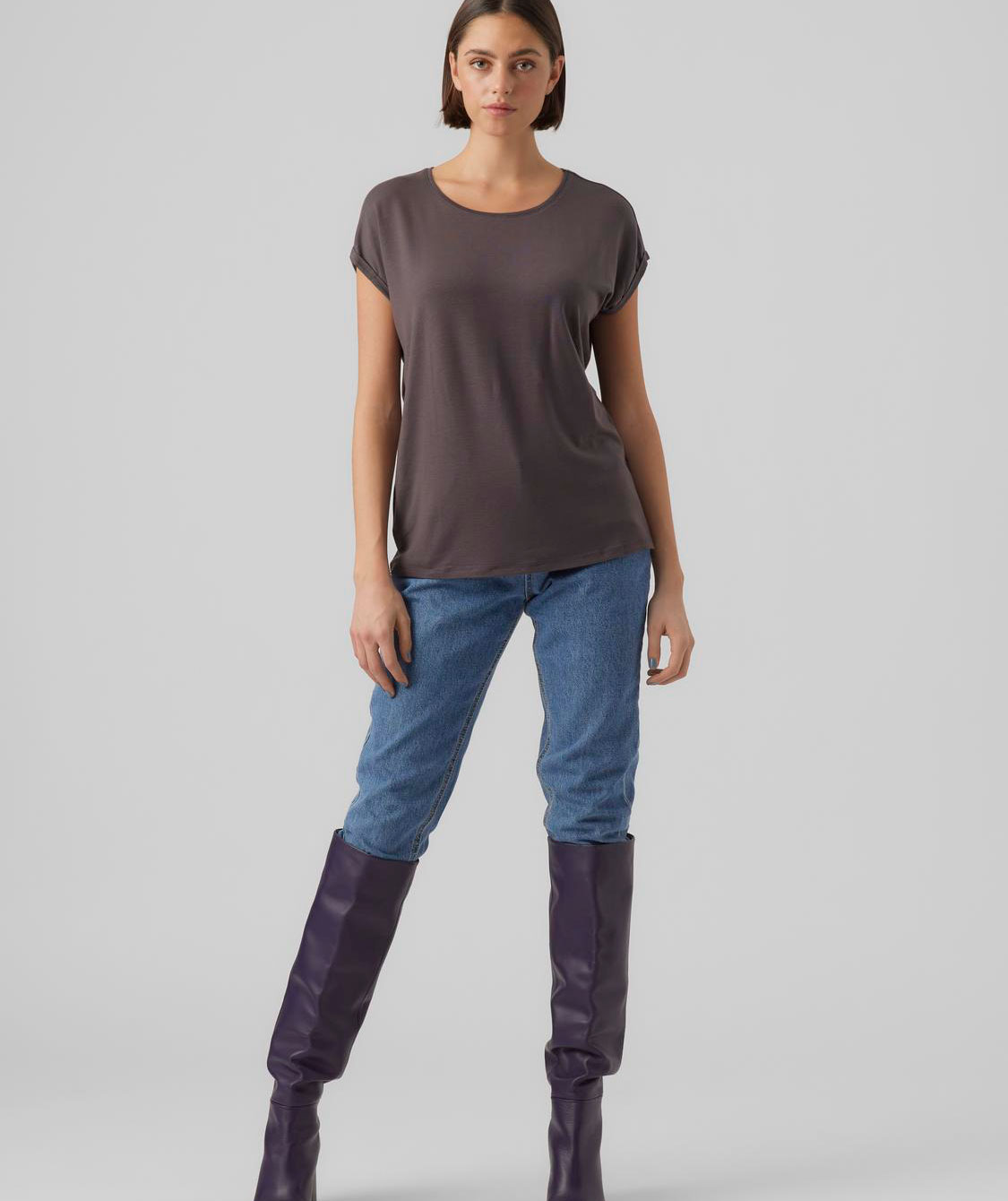 Vero Moda VMAVA PLAIN women's T-shirt, Asphalt, large image number 4