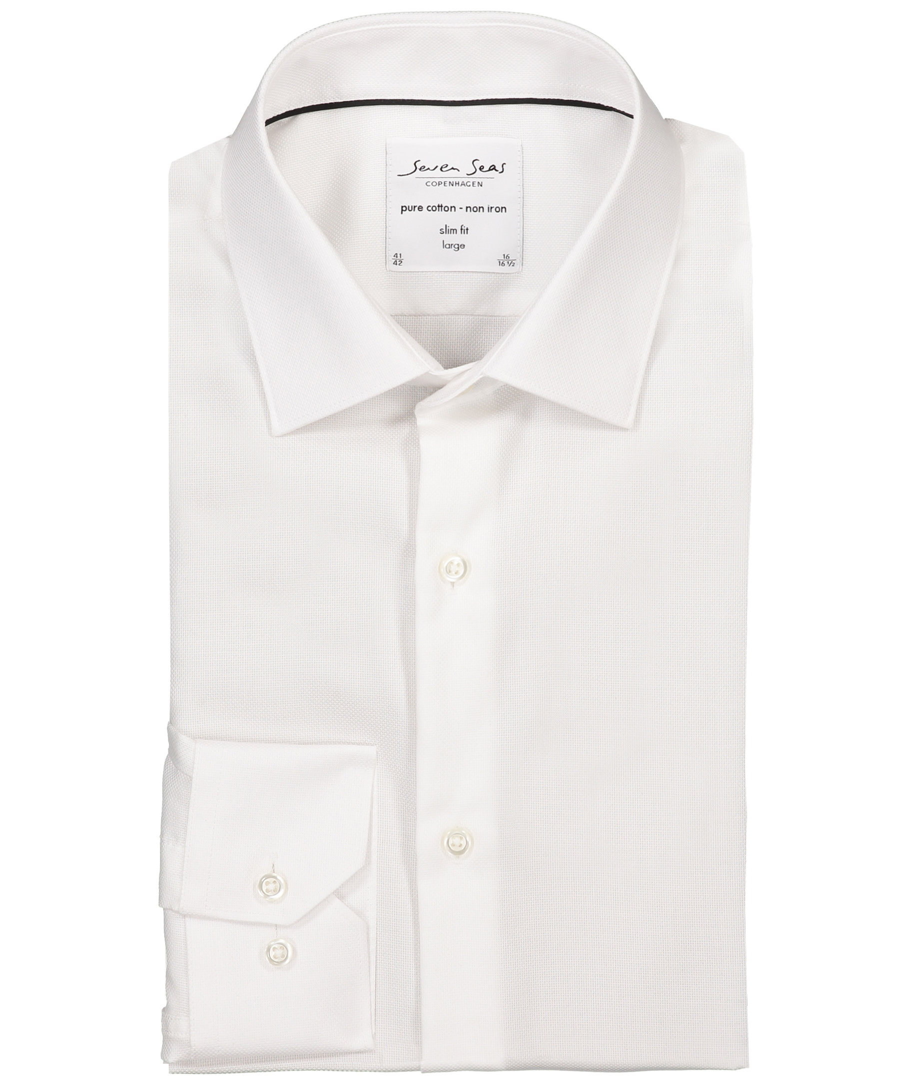 Seven Seas Dobby Royal Oxford Slim fit skjorta, Vit, large image number 4