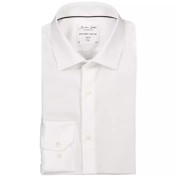 Seven Seas Dobby Royal Oxford Slim fit skjorta, Vit, large image number 4