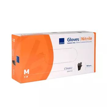 Abena Classic Sensitiv 100-pack powder free nitril disposable gloves, Black