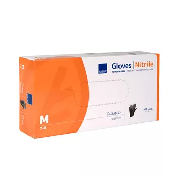 Abena Classic Sensitiv nitril disposable gloves powder free 100-pack, Black