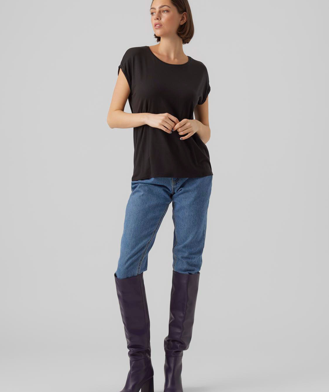 Vero Moda VMAVA PLAIN women's T-shirt, Black, large image number 4