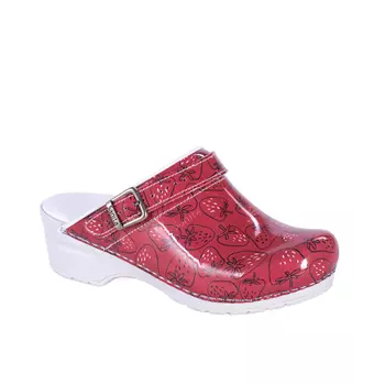 Sanita women's clogs with heel strap, Red/White