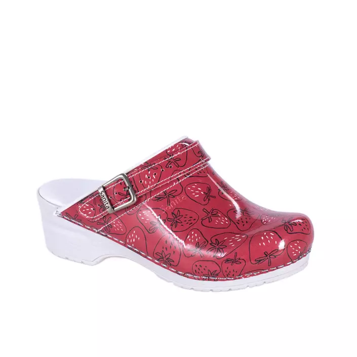Sanita women's clogs with heel strap, Red/White, large image number 0