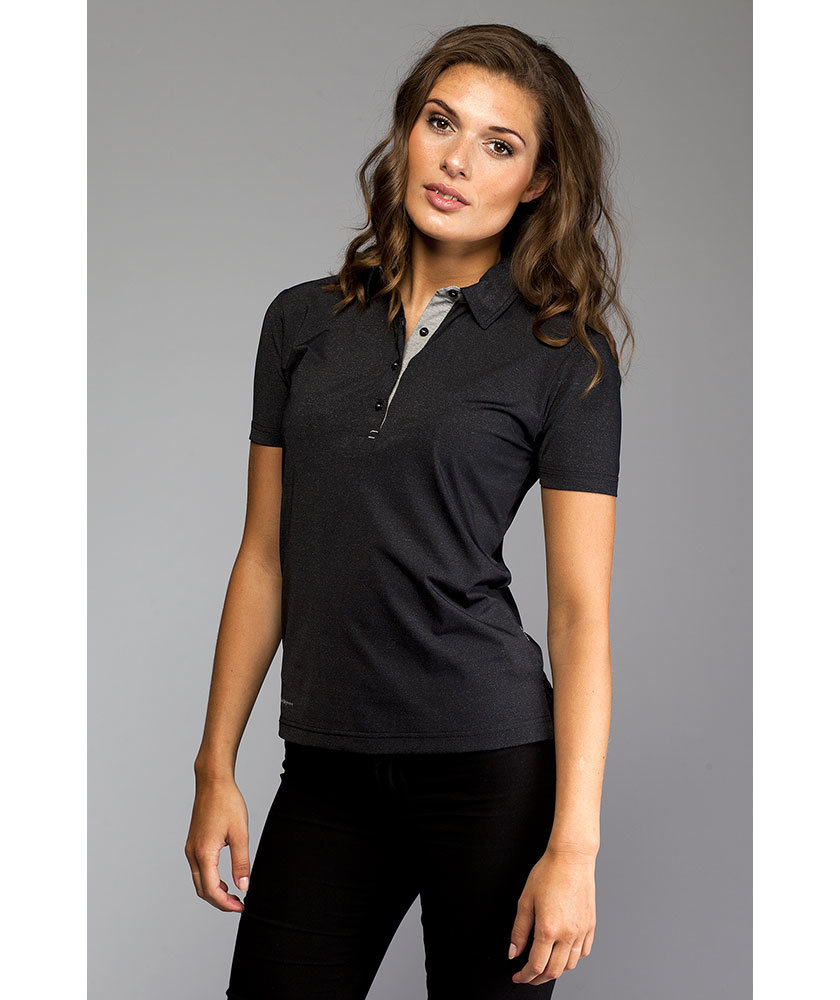 Pitch Stone dame polo T-shirt, Black melange