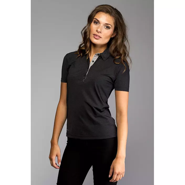 Pitch Stone women's polo shirt, Black melange, large image number 1